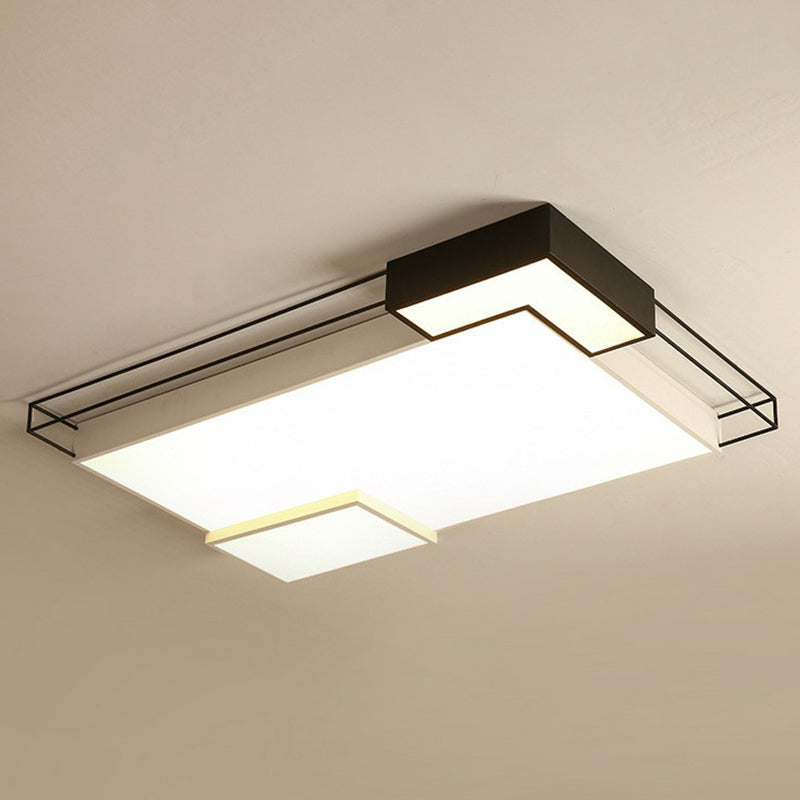 Extra-Thin Living Room LED Flush Mount Light Acrylic Modern LED Flush Ceiling Light Fixture in Black and White Black-White 23.5" Remote Control Stepless Dimming Clearhalo 'Ceiling Lights' 'Close To Ceiling Lights' 'Close to ceiling' 'Flush mount' Lighting' 2217888
