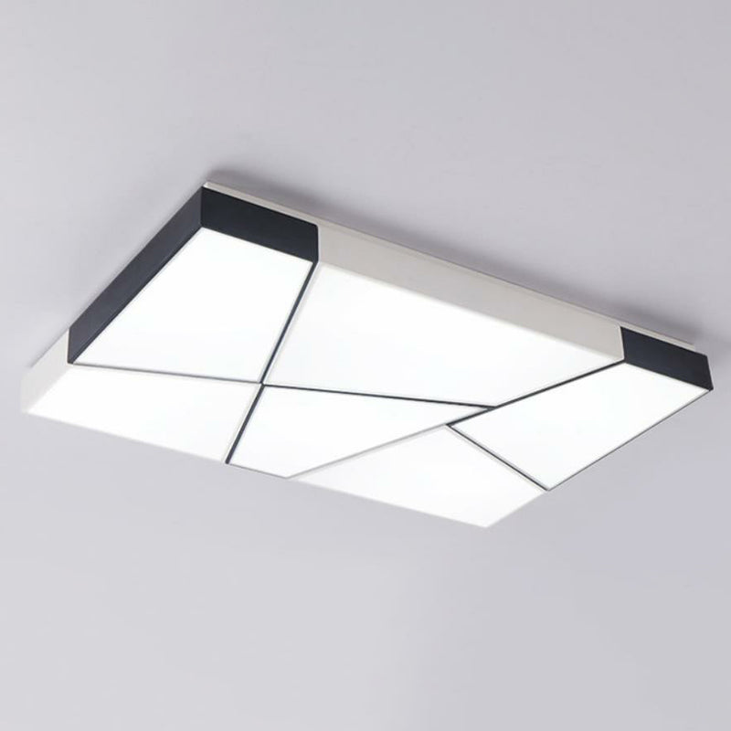 Minimalist Splicing Flush Mount Lighting Acrylic Living Room LED Flush Mount Fixture in Black and White Black-White 31.5" White Clearhalo 'Ceiling Lights' 'Close To Ceiling Lights' 'Close to ceiling' 'Flush mount' Lighting' 2217891