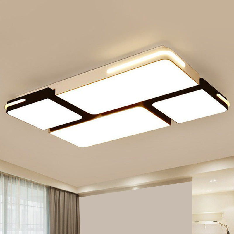 Acrylic Splicing Flush Ceiling Light Contemporary Black and White LED Flush Mount Lighting Fixture Black-White 29.5" Clearhalo 'Ceiling Lights' 'Close To Ceiling Lights' 'Close to ceiling' 'Flush mount' Lighting' 2217902