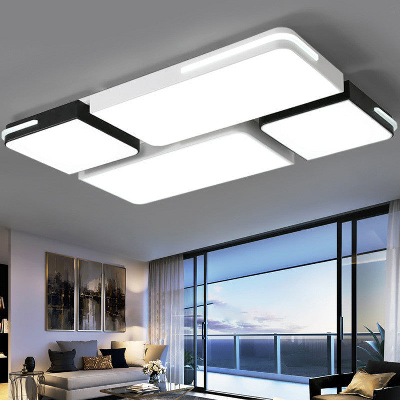 Acrylic Splicing Flush Ceiling Light Contemporary Black and White LED Flush Mount Lighting Fixture Black-White 29.5" White Clearhalo 'Ceiling Lights' 'Close To Ceiling Lights' 'Close to ceiling' 'Flush mount' Lighting' 2217903