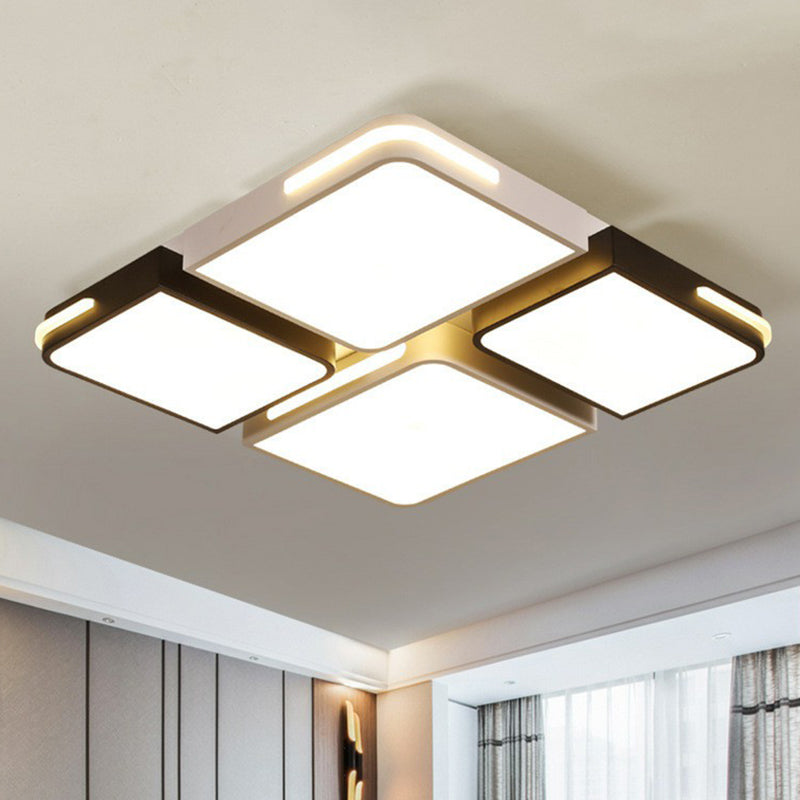 Acrylic Splicing Flush Ceiling Light Contemporary Black and White LED Flush Mount Lighting Fixture Black-White 19.5" Clearhalo 'Ceiling Lights' 'Close To Ceiling Lights' 'Close to ceiling' 'Flush mount' Lighting' 2217905