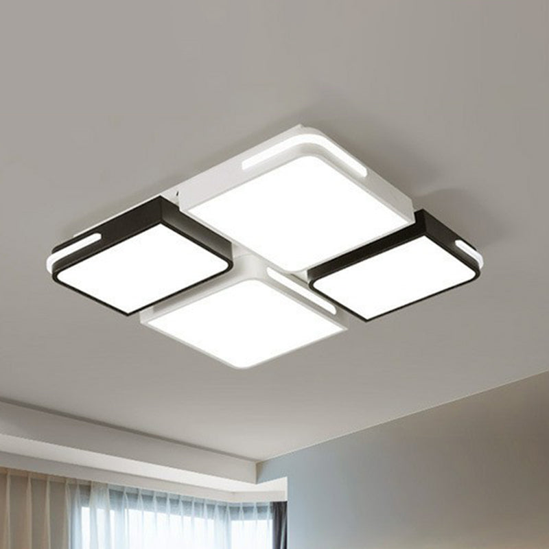 Acrylic Splicing Flush Ceiling Light Contemporary Black and White LED Flush Mount Lighting Fixture Black-White 19.5" White Clearhalo 'Ceiling Lights' 'Close To Ceiling Lights' 'Close to ceiling' 'Flush mount' Lighting' 2217906