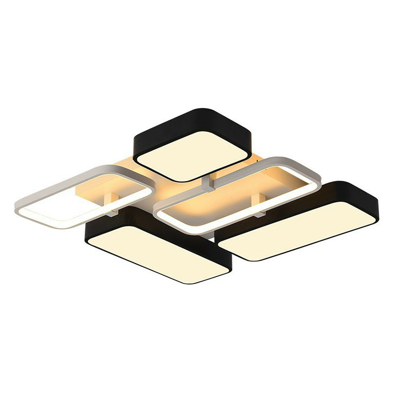 Splicing Flush Mount Lighting Minimalist Metallic Black and White LED Flush Mount Fixture Clearhalo 'Ceiling Lights' 'Close To Ceiling Lights' 'Close to ceiling' 'Flush mount' Lighting' 2217922