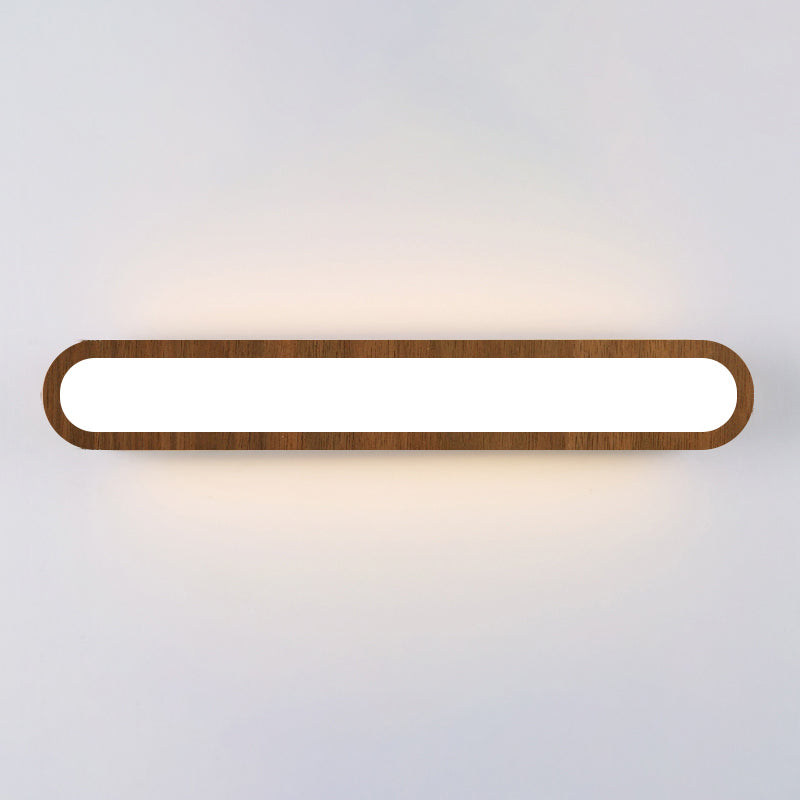 Elongated Oval Bedroom Vanity Light Acrylic Contemporary LED Sconce Light Fixture Brown 25" Clearhalo 'Modern wall lights' 'Modern' 'Wall Lamps & Sconces' 'Wall Lights' Lighting' 2218149