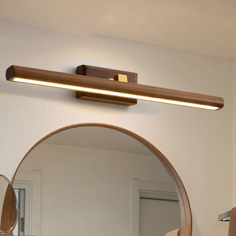 Nordic Style Linear Wall Sconce Light Acrylic Bathroom LED Vanity Lighting in Dark Wood Clearhalo 'Modern wall lights' 'Modern' 'Vanity Lights' 'Wall Lights' Lighting' 2218205
