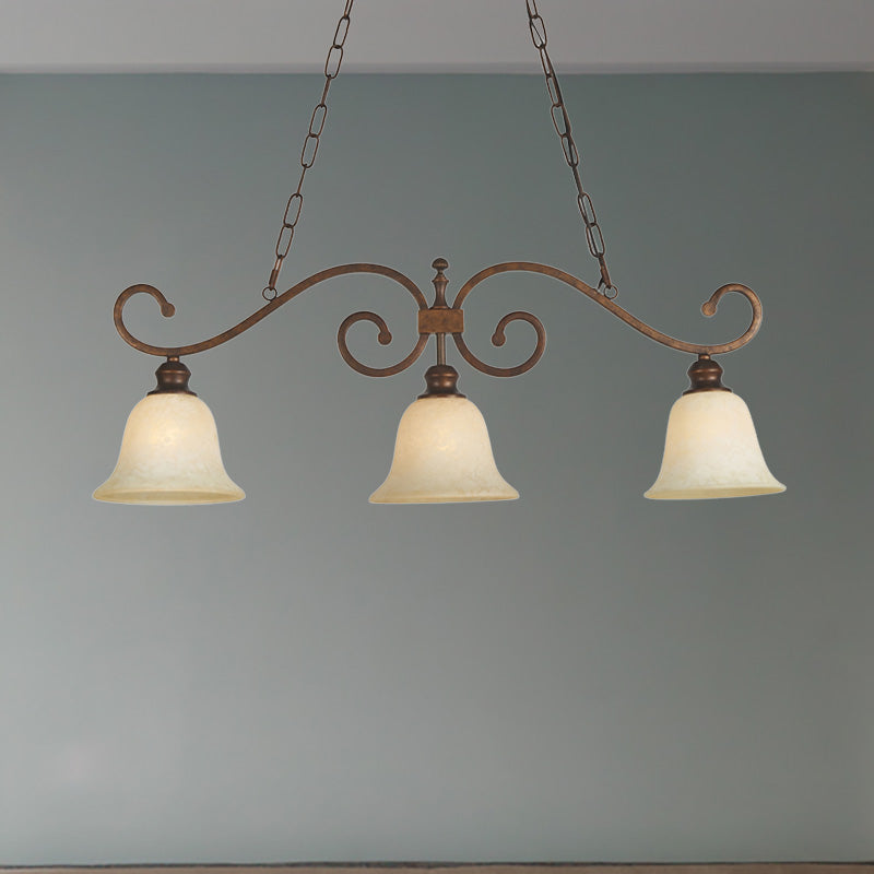 Bell Shape White Glass Island Lighting Classic 3 Lights Dining Room Hanging Pendant Light White Clearhalo 'Ceiling Lights' 'Glass shade' 'Glass' 'Island Lights' Lighting' 222189