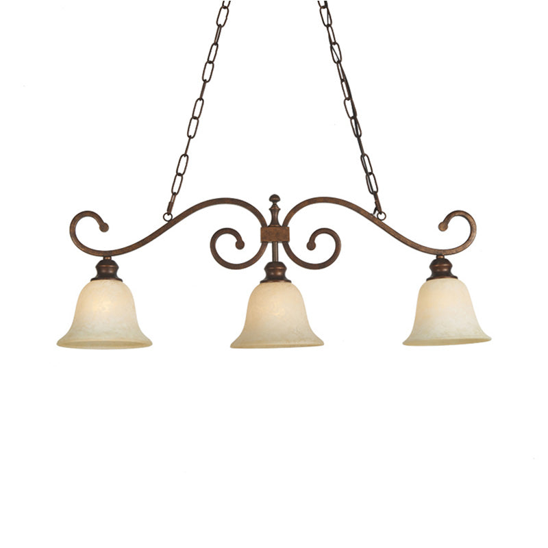 Bell Shape White Glass Island Lighting Classic 3 Lights Dining Room Hanging Pendant Light Clearhalo 'Ceiling Lights' 'Glass shade' 'Glass' 'Island Lights' Lighting' 222191