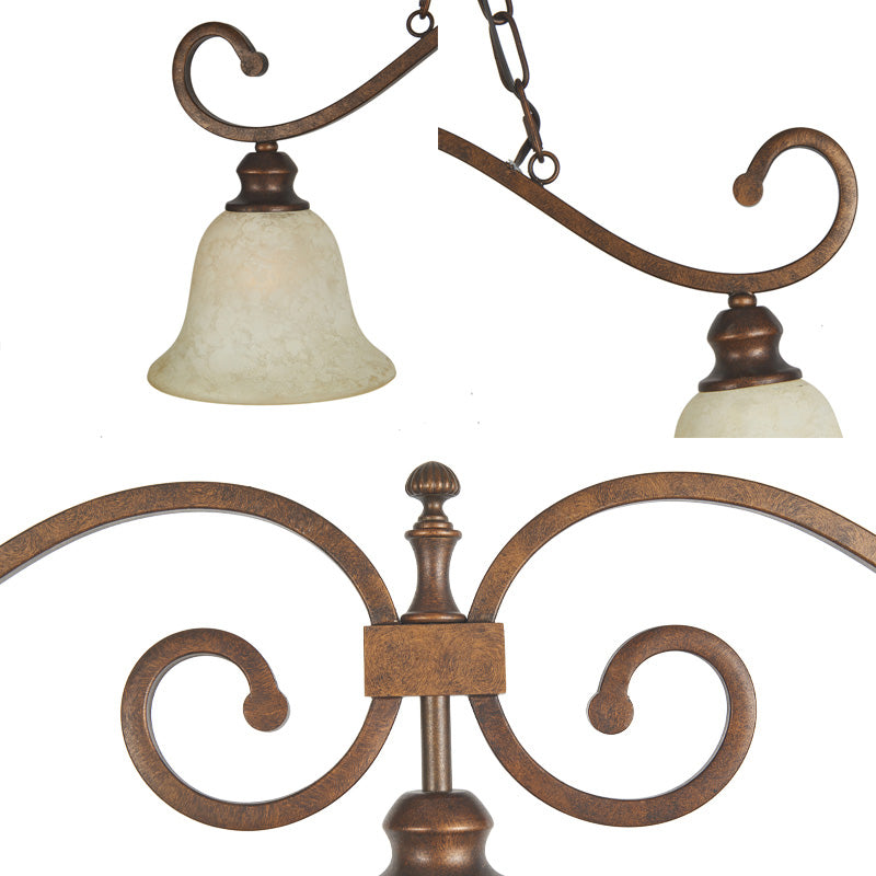 Bell Shape White Glass Island Lighting Classic 3 Lights Dining Room Hanging Pendant Light Clearhalo 'Ceiling Lights' 'Glass shade' 'Glass' 'Island Lights' Lighting' 222193