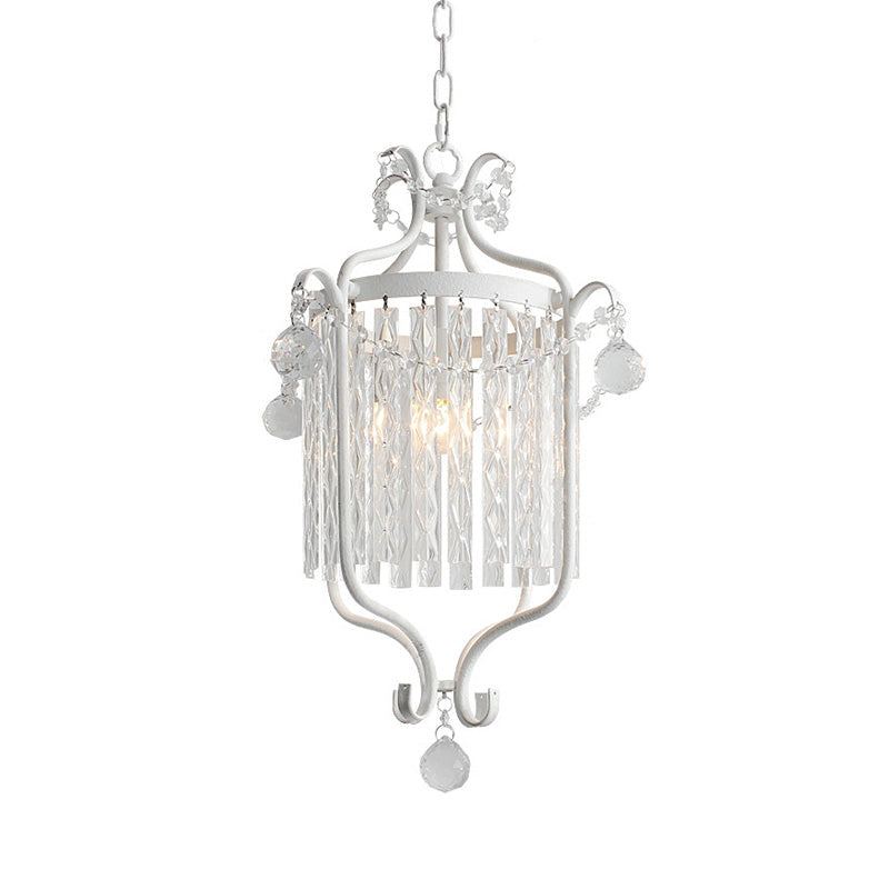 Modernism 1 Light Hanging Ceiling Light Black/White Bird Cage Pendant Light Fixture with Crystal Shade Clearhalo 'Ceiling Lights' 'Modern Pendants' 'Modern' 'Pendant Lights' 'Pendants' Lighting' 222470