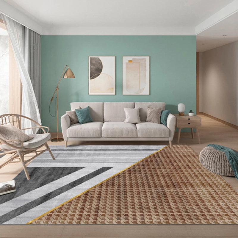 Multi Colored Western Rug Polypropylene Color Block Print Area Carpet Anti-Slip Backing Washable Rug for Bedroom Clearhalo 'Area Rug' 'Rug' 2225464