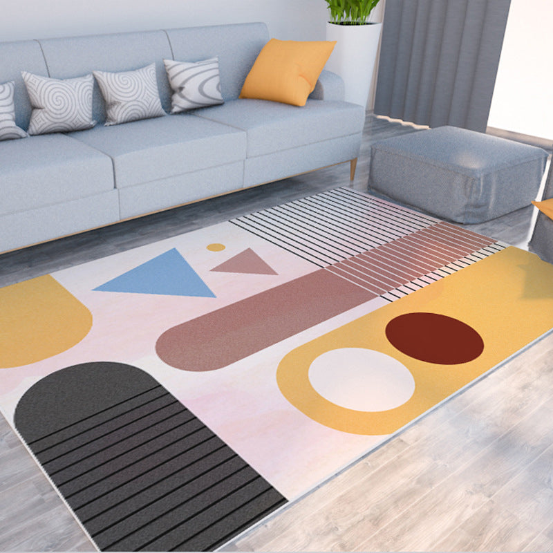 Morandi Color Colorblock Rug Polypropylene Southwestern Rug Stain-Resistant Anti-Slip Backing Carpet for Room Black-Yellow Clearhalo 'Area Rug' 'Rug' 2225511
