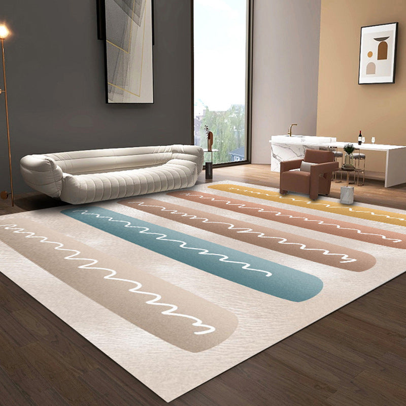 Simple Color Block Rug Multi-Color Polyster Area Carpet Non-Slip Backing Machine Washable Rug for Bedroom Khaki Clearhalo 'Area Rug' 'Rug' 2225542