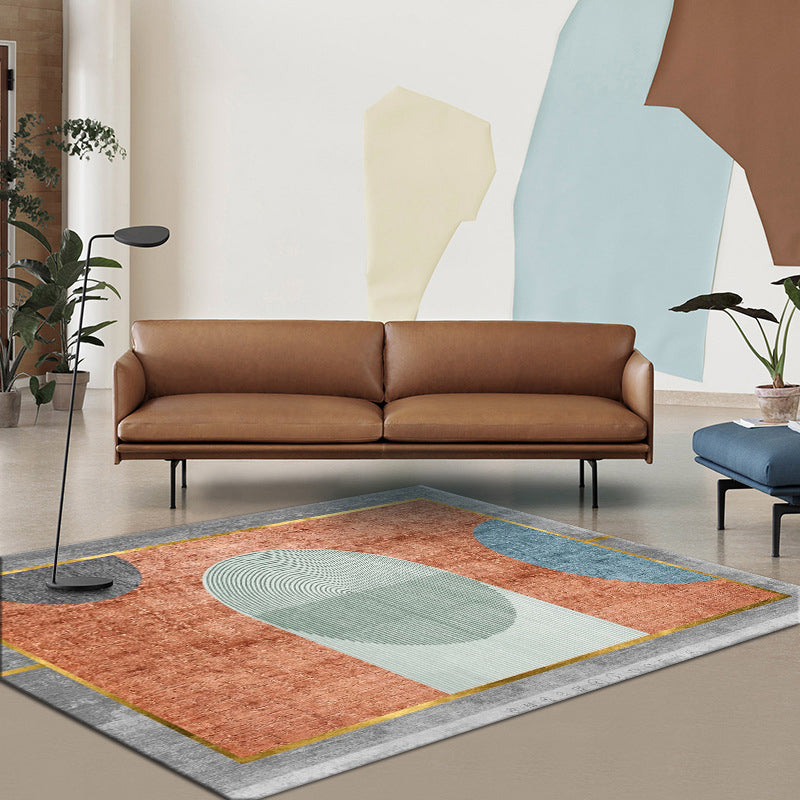 Simple Color Block Rug Multi-Color Polyster Area Carpet Non-Slip Backing Machine Washable Rug for Bedroom Orange Clearhalo 'Area Rug' 'Rug' 2225545