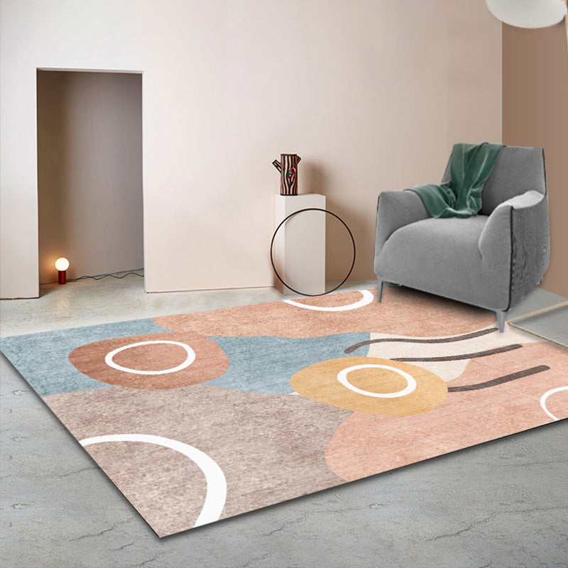 Simple Color Block Rug Multi-Color Polyster Area Carpet Non-Slip Backing Machine Washable Rug for Bedroom Pink Clearhalo 'Area Rug' 'Rug' 2225553