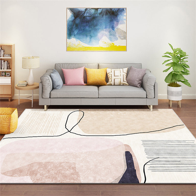 Multi-Color Living Room Rug Relaxing Colorblock Indoor Rug Polypropylene Anti-Slip Pet Friendly Carpet Light Pink Clearhalo 'Area Rug' 'Rug' 2225564