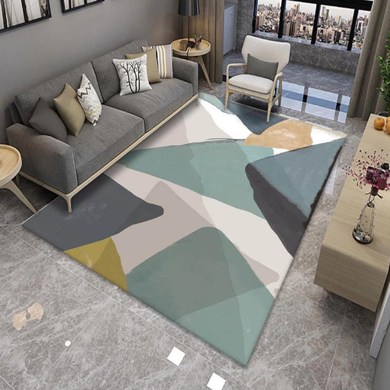 Modern Living Room Rug Multi Color Colorblock Area Carpet Polyster Non-Slip Machine Washable Rug Green Clearhalo 'Area Rug' 'Rug' 2225592