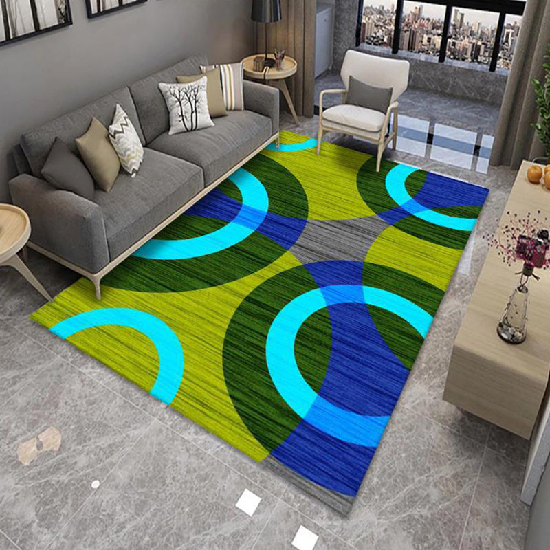 Modern Living Room Rug Multi Color Colorblock Area Carpet Polyster Non-Slip Machine Washable Rug Dark Green Clearhalo 'Area Rug' 'Rug' 2225611