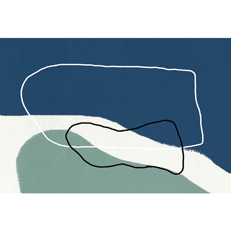 Morandi Color Western Rug Cotton Blend Colorblock Area Carpet Non-Slip Backing Washable Rug for Bedroom Blue Clearhalo 'Area Rug' 'Rug' 2225665