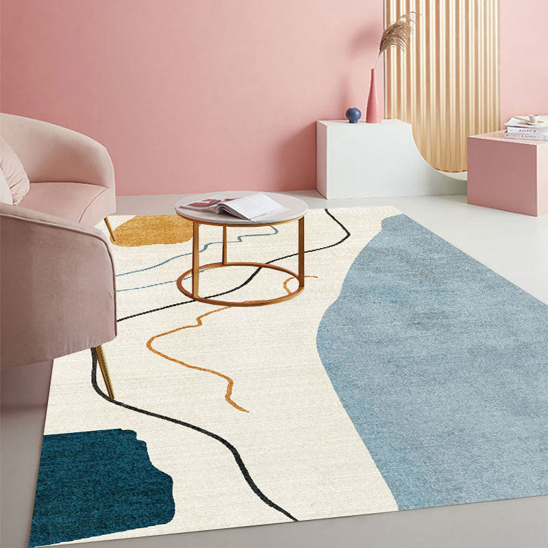 Calming Colorblock Rug Multi Color Cotton Blend Indoor Rug Anti-Slip Backing Machine Washable Carpet for Room Light Blue Clearhalo 'Area Rug' 'Rug' 2225681