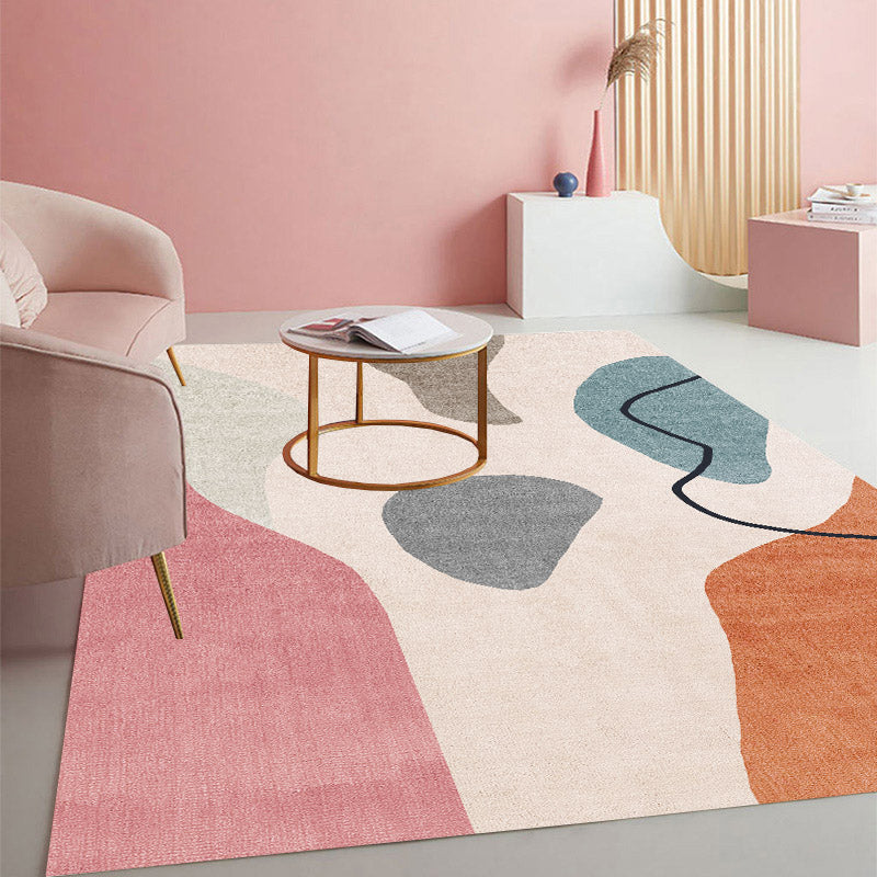 Calming Colorblock Rug Multi Color Cotton Blend Indoor Rug Anti-Slip Backing Machine Washable Carpet for Room Orange Clearhalo 'Area Rug' 'Rug' 2225682