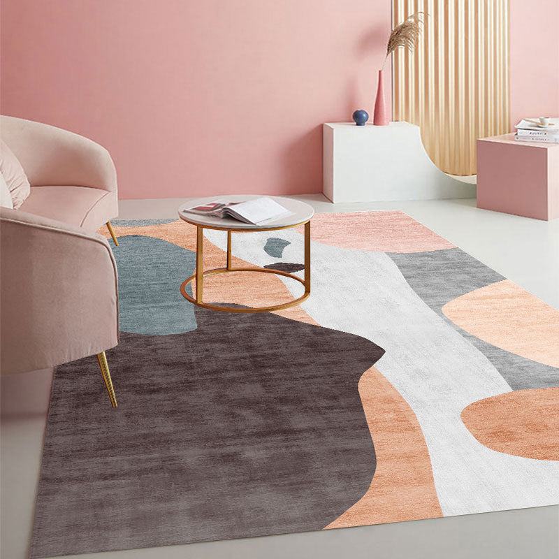 Calming Colorblock Rug Multi Color Cotton Blend Indoor Rug Anti-Slip Backing Machine Washable Carpet for Room Dark Coffee Clearhalo 'Area Rug' 'Rug' 2225683
