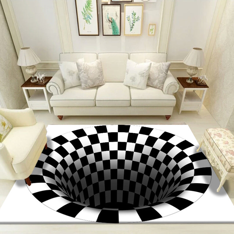 Multi Color Unique Rug Polyster 3D Checker Area Carpet Easy Care Pet Friendly Indoor Rug for Living Room White Clearhalo 'Area Rug' 'Rug' 2225764