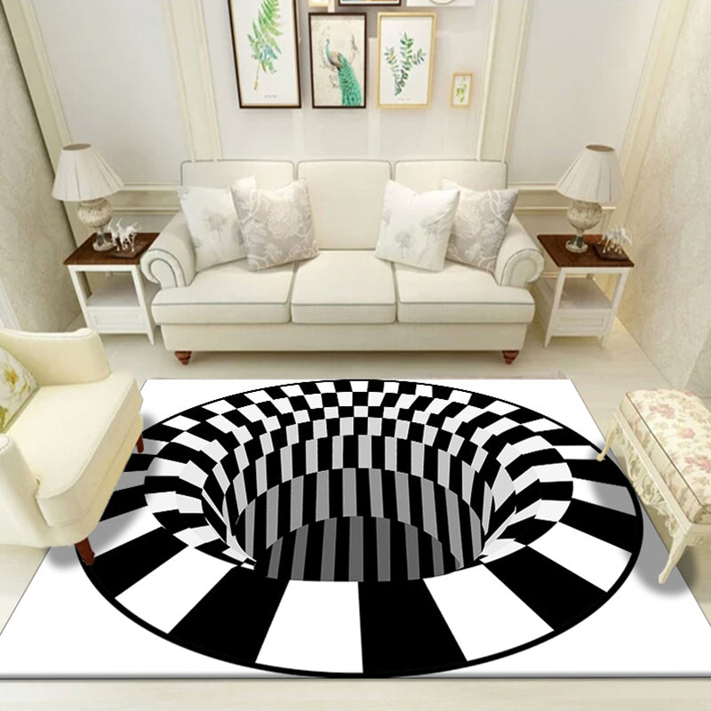 Multi Color Unique Rug Polyster 3D Checker Area Carpet Easy Care Pet Friendly Indoor Rug for Living Room Matte Black Clearhalo 'Area Rug' 'Rug' 2225765