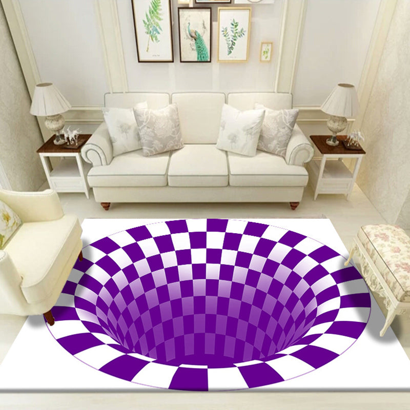 Multi Color Unique Rug Polyster 3D Checker Area Carpet Easy Care Pet Friendly Indoor Rug for Living Room Purple Clearhalo 'Area Rug' 'Rug' 2225771