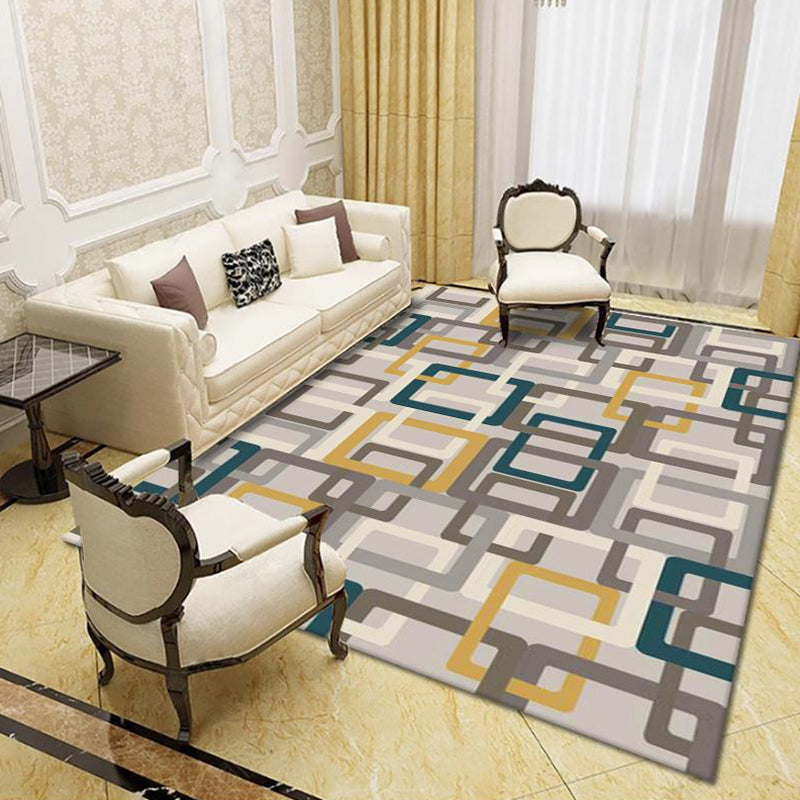 Modern Living Room Rug Multi Colored Geo Print Carpet Polypropylene Anti-Slip Pet Friendly Indoor Rug Green-Yellow Clearhalo 'Area Rug' 'Modern' 'Rugs' Rug' 2226041