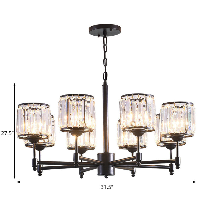 3/6/8 Lights Radial Pendant Chandelier Contemporary Crystal Hanging Light in Black for Bedroom Clearhalo 'Ceiling Lights' 'Chandeliers' 'Modern Chandeliers' 'Modern' Lighting' 222644