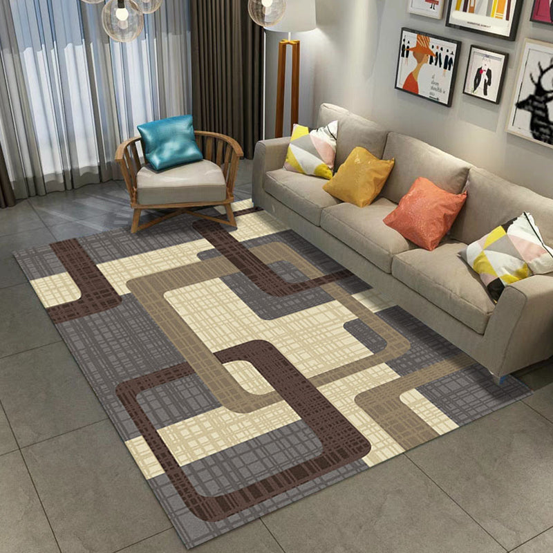 Luxury Living Room Rug Multi Color Geometric Area Rug Polypropylene Easy Care Machine Washable Carpet Brown Clearhalo 'Area Rug' 'Modern' 'Rugs' Rug' 2226842