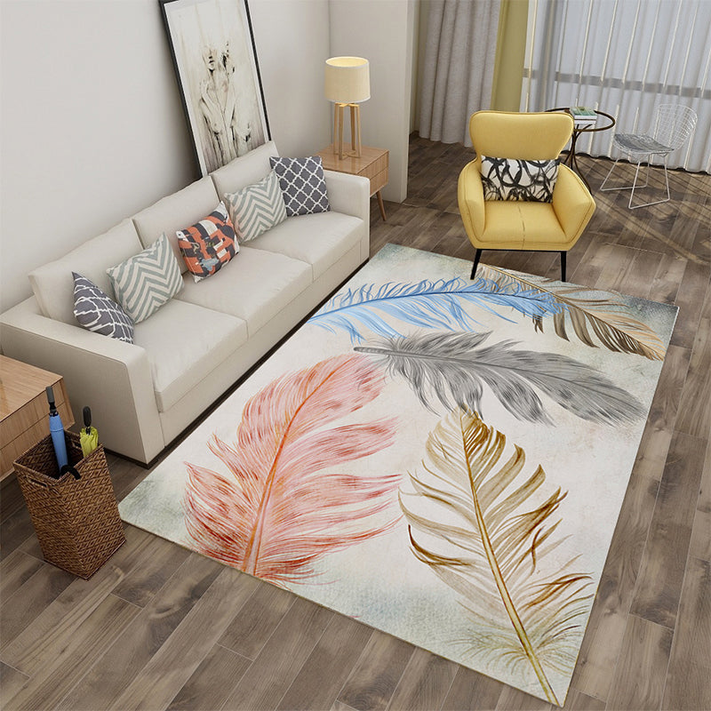 Multi Color Tropical Rug Polyster Plant Printed Area Rug Non-Slip Backing Pet Friendly Carpet for Parlor Pink Clearhalo 'Area Rug' 'Rug' 2227429