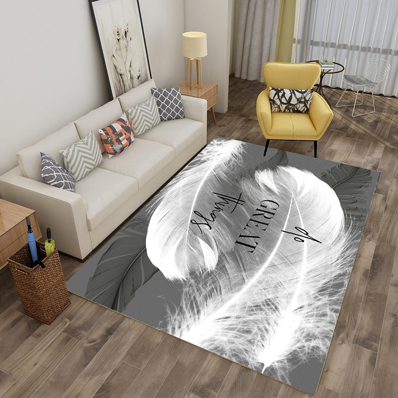 Multi Color Tropical Rug Polyster Plant Printed Area Rug Non-Slip Backing Pet Friendly Carpet for Parlor White Clearhalo 'Area Rug' 'Rug' 2227437