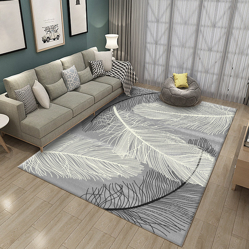 Luxe Living Room Rug Multi Color Plant Indoor Rug Synthetics Easy Care Machine Washable Carpet Light Gray-White Clearhalo 'Area Rug' 'Rug' 2227484