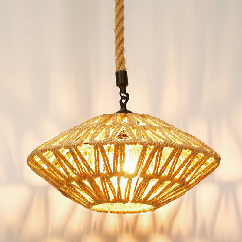 Hemp Rope Shaded Hanging Light Rustic 1 Bulb Restaurant Pendant Light Fixture in Brown Brown L Clearhalo 'Ceiling Lights' 'Lighting' 'Pendant Lights' 2227868_1265d8e5-0c7b-4cfc-b06f-10fa026b38d2