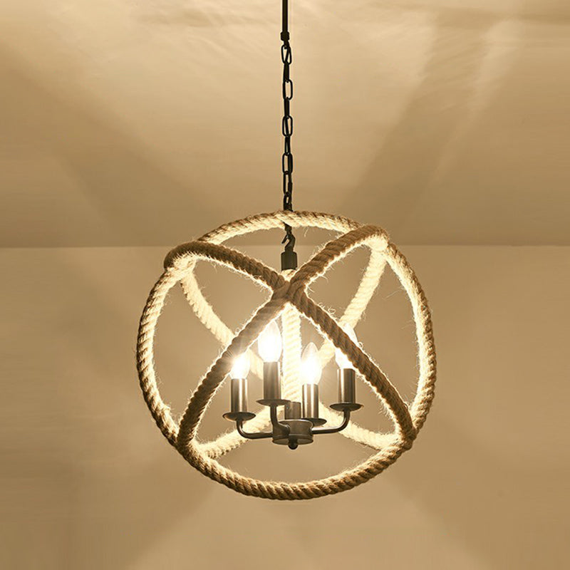 1-Light Pendant Light Antique Hemp Rope Hanging Light Fixture in Brown for Restaurant Brown F Clearhalo 'Ceiling Lights' 'Pendant Lights' 'Pendants' Lighting' 2227968_8aa73808-8048-4f04-9fcc-800d1b40a4b5
