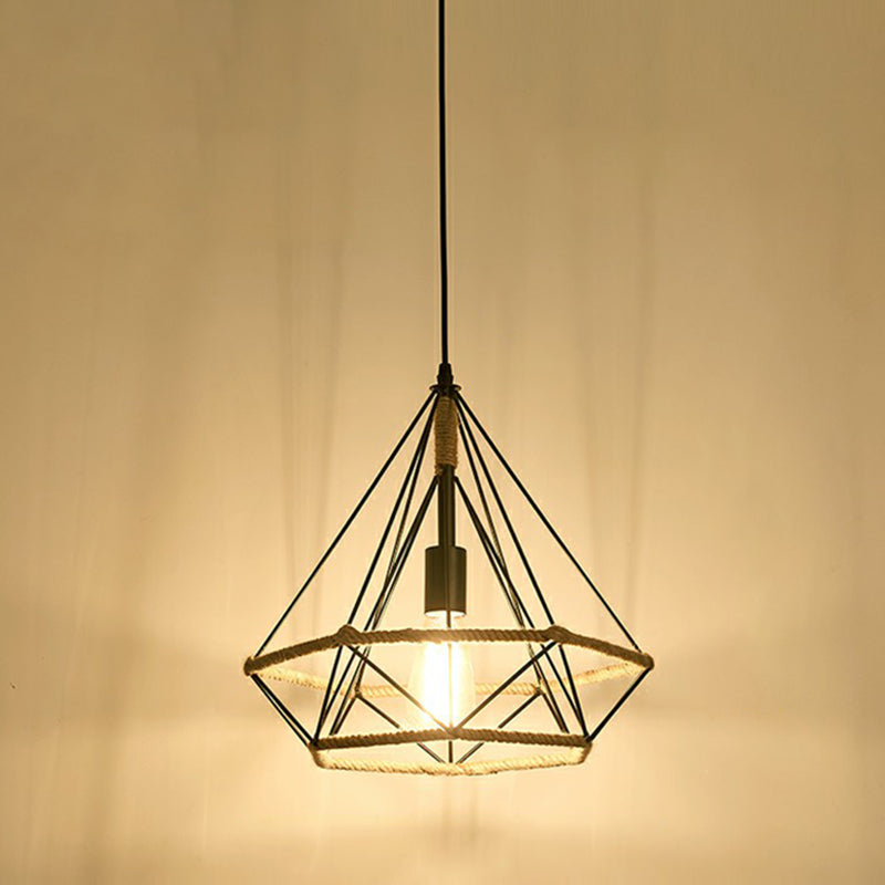 1-Light Pendant Light Antique Hemp Rope Hanging Light Fixture in Brown for Restaurant Brown A Clearhalo 'Ceiling Lights' 'Pendant Lights' 'Pendants' Lighting' 2227977_fc81826d-c260-4e51-8242-66888097dc69
