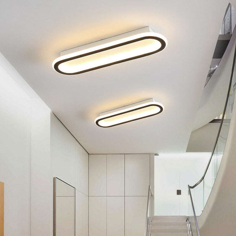 Linear Flush Light Modern Style Acrylic Corridor LED Flush Ceiling Light Fixture in Black Clearhalo 'Ceiling Lights' 'Close To Ceiling Lights' 'Close to ceiling' 'Flush mount' Lighting' 2228141