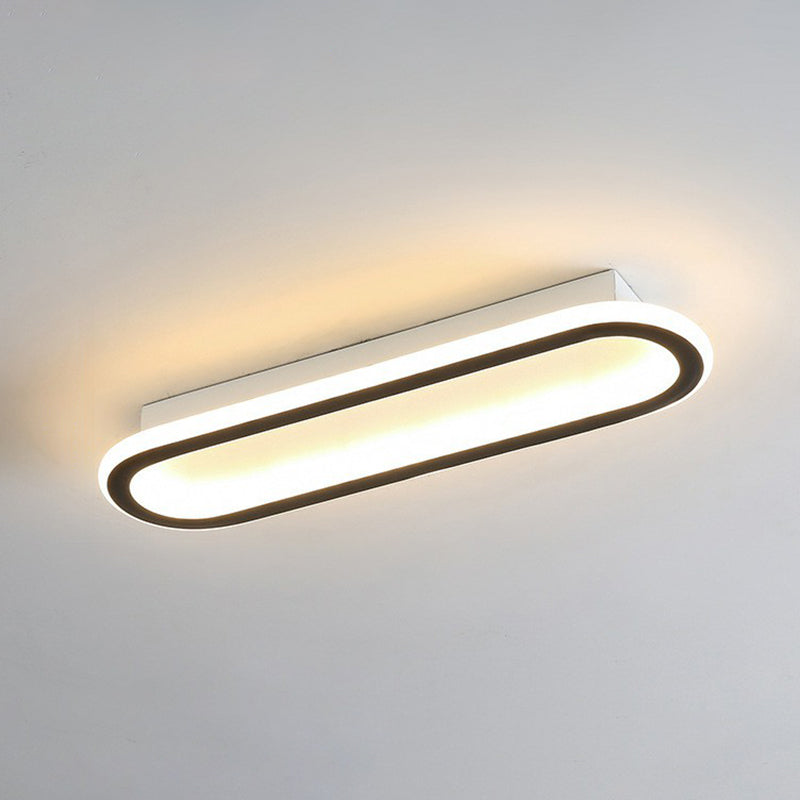 Linear Flush Light Modern Style Acrylic Corridor LED Flush Ceiling Light Fixture in Black Black Large Clearhalo 'Ceiling Lights' 'Close To Ceiling Lights' 'Close to ceiling' 'Flush mount' Lighting' 2228145