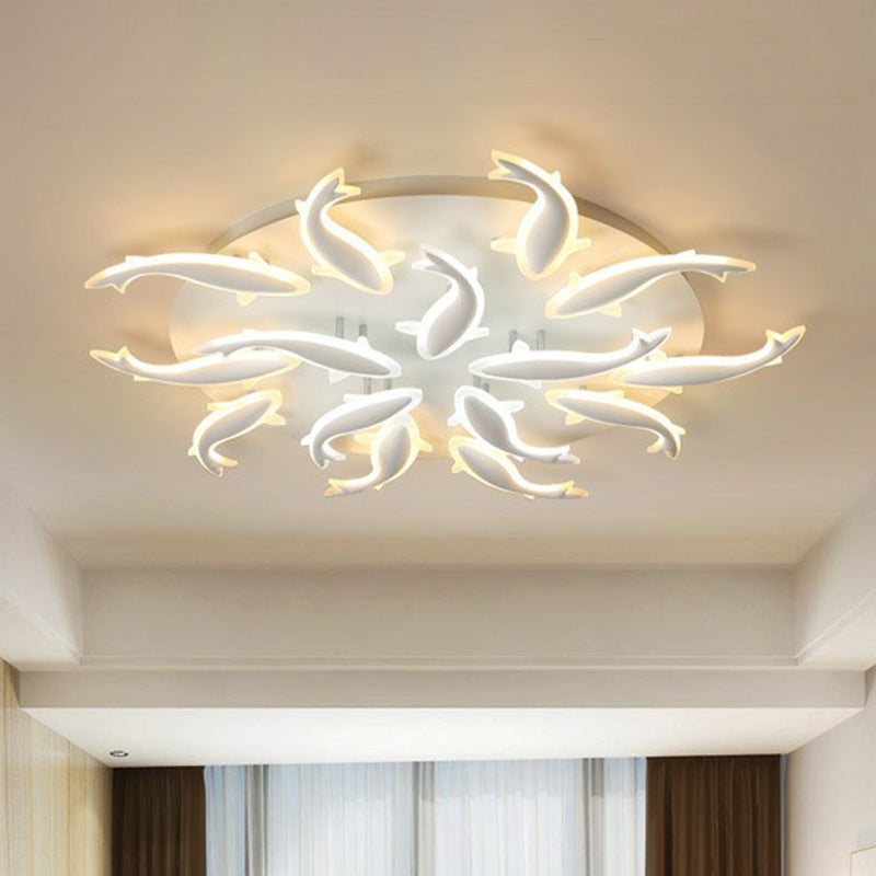 Fish Flush Mount Light Contemporary Acrylic White LED Semi Flush Ceiling Light for Living Room Clearhalo 'Ceiling Lights' 'Close To Ceiling Lights' 'Close to ceiling' 'Semi-flushmount' Lighting' 2228188