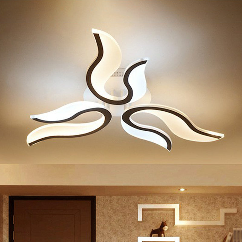 Spark Living Room LED Semi Flush Light Acrylic Nordic Style Ceiling Flush Mount in White 3 White Clearhalo 'Ceiling Lights' 'Close To Ceiling Lights' 'Close to ceiling' 'Semi-flushmount' Lighting' 2228190