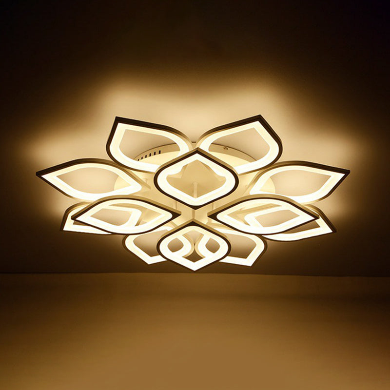 Petal Living Room LED Semi Flush Light Acrylic Simplicity Ceiling Flush Mount in White 12 White Clearhalo 'Ceiling Lights' 'Close To Ceiling Lights' 'Close to ceiling' 'Semi-flushmount' Lighting' 2228220