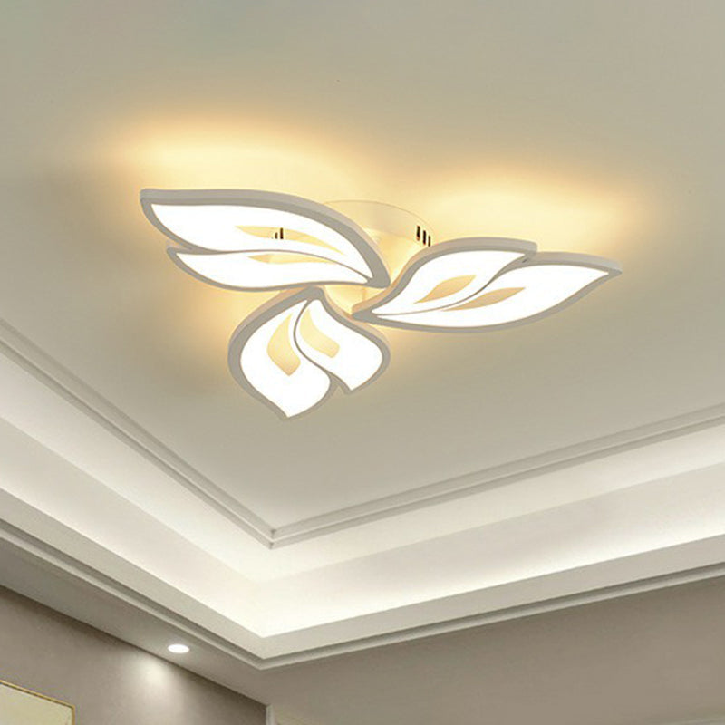 Minimalist Flower Ceiling Mounted Light Acrylic Living Room LED Semi Flush Mount in White 3 White Clearhalo 'Ceiling Lights' 'Close To Ceiling Lights' 'Close to ceiling' 'Semi-flushmount' Lighting' 2228433
