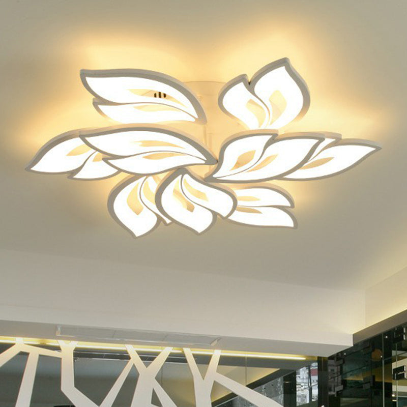 Minimalist Flower Ceiling Mounted Light Acrylic Living Room LED Semi Flush Mount in White 9 White Clearhalo 'Ceiling Lights' 'Close To Ceiling Lights' 'Close to ceiling' 'Semi-flushmount' Lighting' 2228435