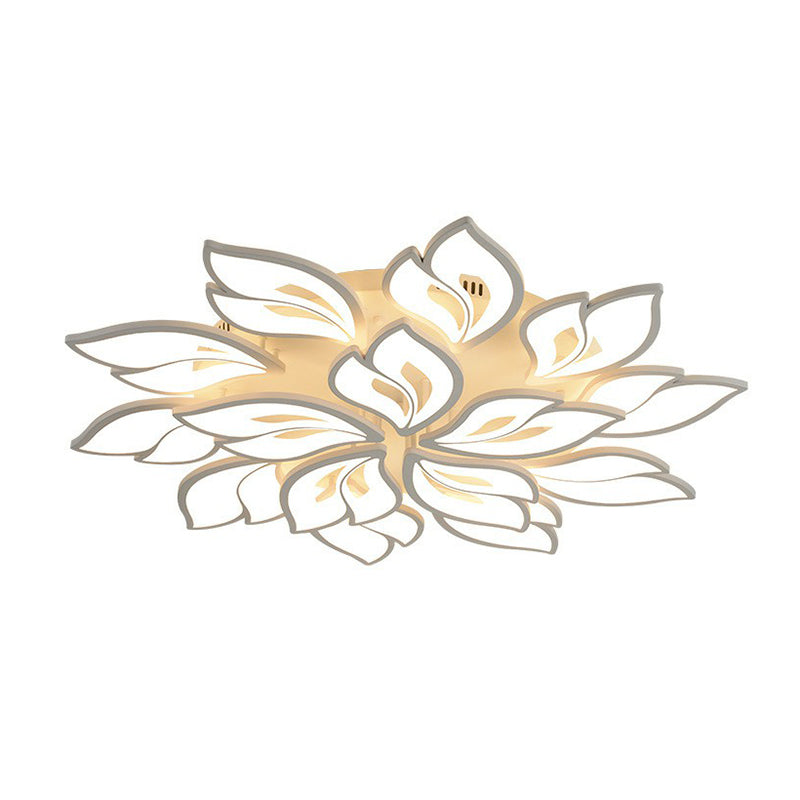 Minimalist Flower Ceiling Mounted Light Acrylic Living Room LED Semi Flush Mount in White Clearhalo 'Ceiling Lights' 'Close To Ceiling Lights' 'Close to ceiling' 'Semi-flushmount' Lighting' 2228437