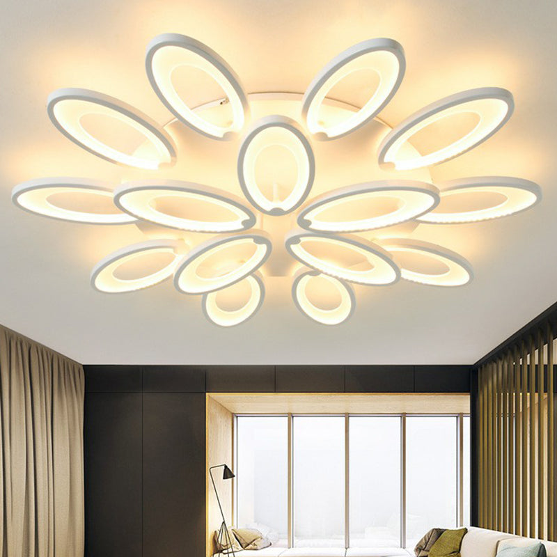 Minimalist Peacock Ceiling Mounted Light Acrylic Living Room LED Semi Flush Mount in White Clearhalo 'Ceiling Lights' 'Close To Ceiling Lights' 'Close to ceiling' 'Semi-flushmount' Lighting' 2228464