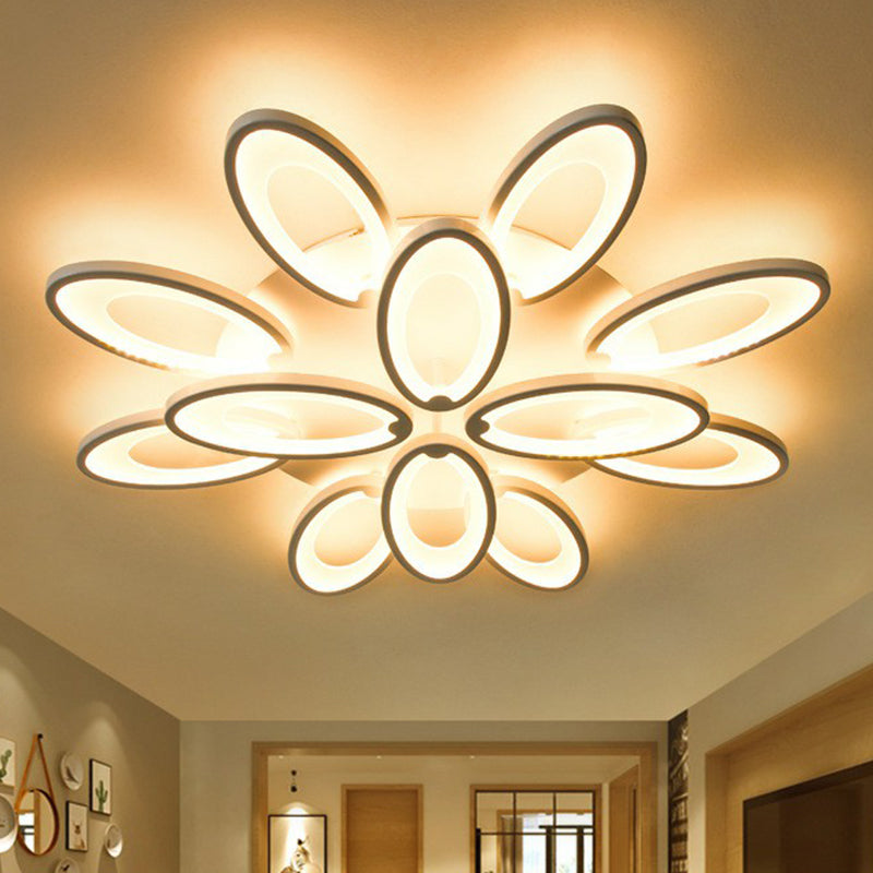 Minimalist Peacock Ceiling Mounted Light Acrylic Living Room LED Semi Flush Mount in White 12 White Clearhalo 'Ceiling Lights' 'Close To Ceiling Lights' 'Close to ceiling' 'Semi-flushmount' Lighting' 2228465