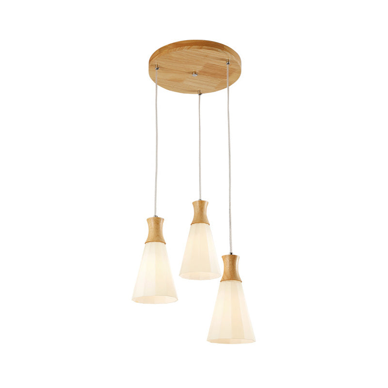 Shaded Hanging Light Contemporary White Glass 3 Heads Dining Room Multi Ceiling Lighting Clearhalo 'Ceiling Lights' 'Close To Ceiling Lights' 'Glass shade' 'Glass' 'Modern Pendants' 'Modern' 'Pendant Lights' 'Pendants' Lighting' 2228620