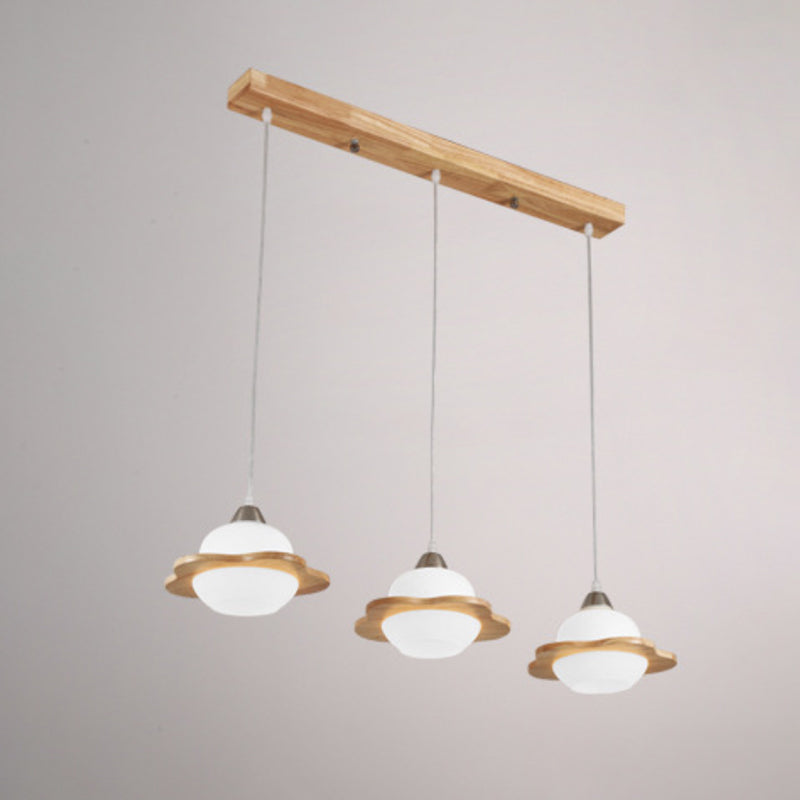 Shaded Hanging Light Contemporary White Glass 3 Heads Dining Room Multi Ceiling Lighting Clearhalo 'Ceiling Lights' 'Close To Ceiling Lights' 'Glass shade' 'Glass' 'Modern Pendants' 'Modern' 'Pendant Lights' 'Pendants' Lighting' 2228626