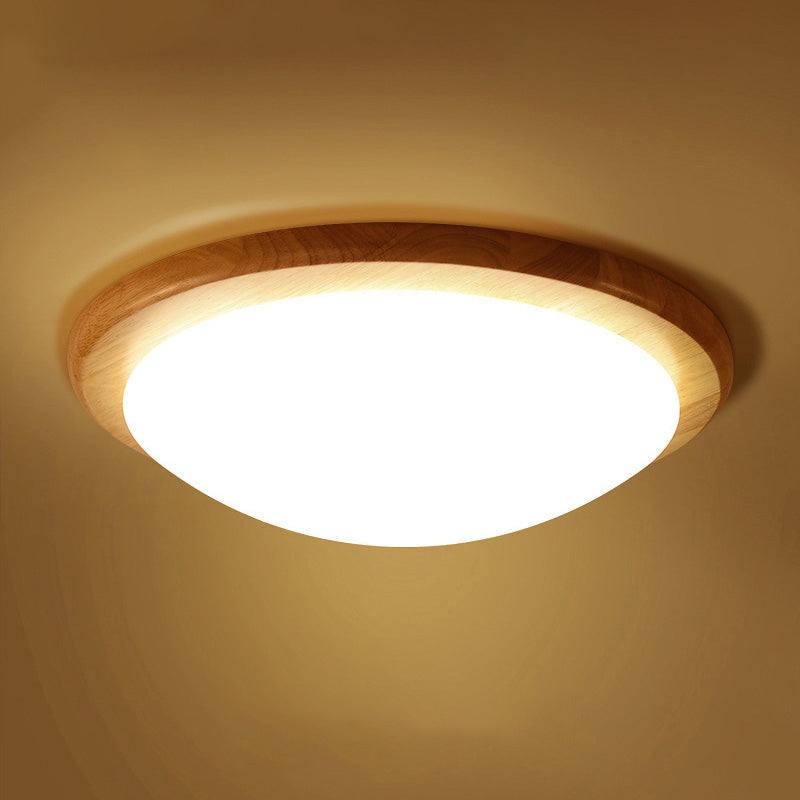 Wood Round Flush Ceiling Light Japanese LED Flush Mount Lighting Fixture with Acrylic Shade Clearhalo 'Ceiling Lights' 'Close To Ceiling Lights' 'Close to ceiling' 'Flush mount' Lighting' 2228770